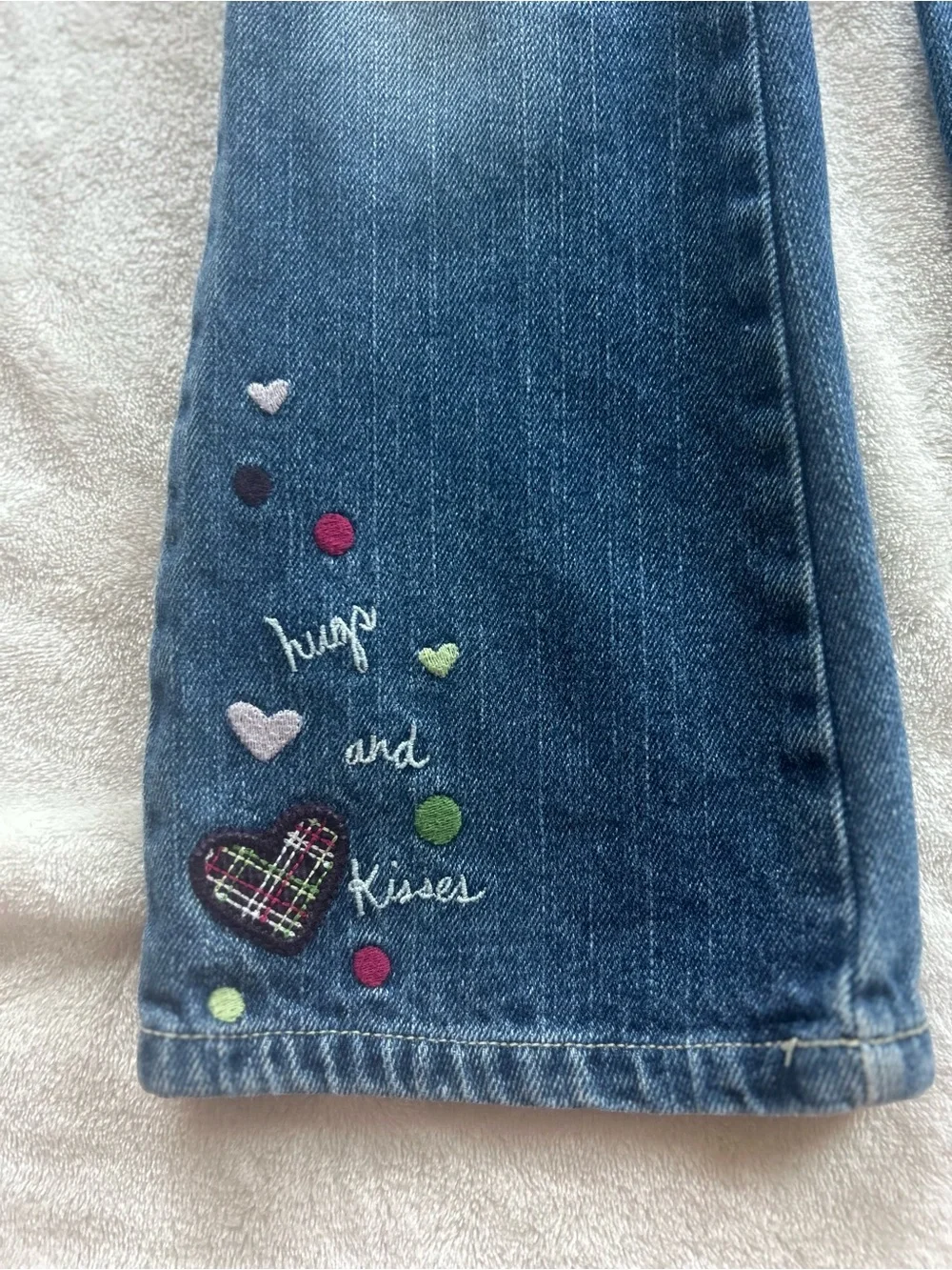 Y2K Gymboree Embroidered 'Hugs and Kisses' Girls' Denim Jeans - Wide Leg